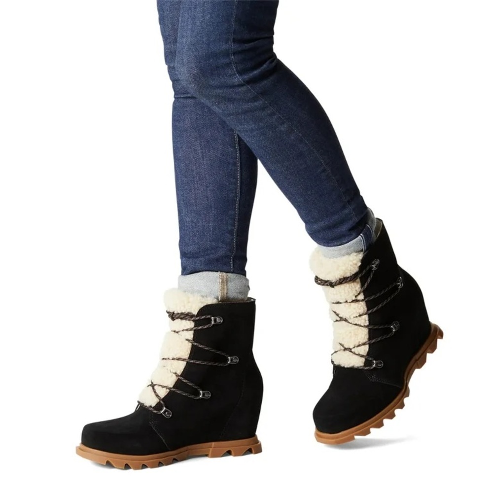 Sorel Joan Of Arctic Suede Shearling Wedge Booties